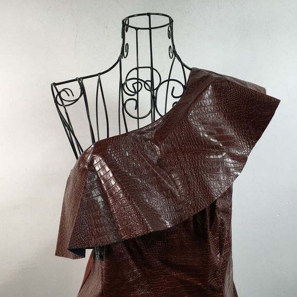 INC Sleeveless Asymmetrical Neckline Top, Women's Size S - Deep Sienna Brown - Picture 9 of 12